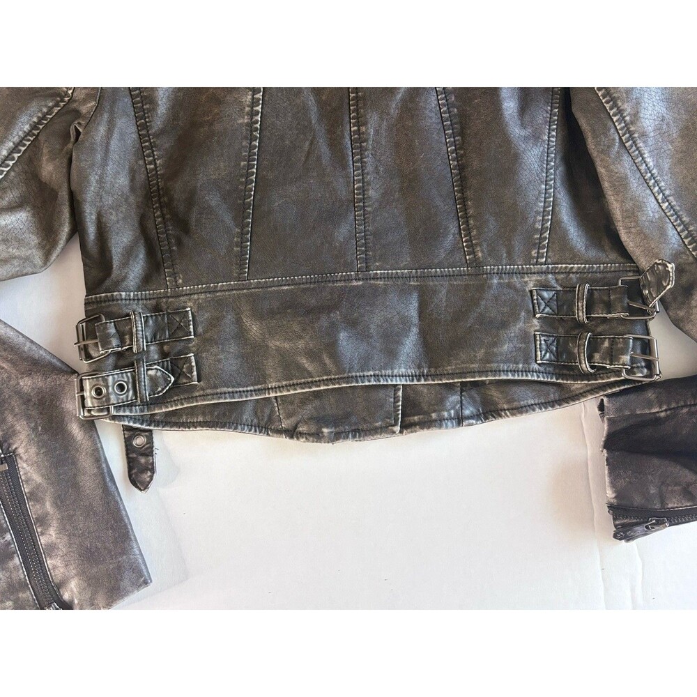 Circus by Sam Edelman Women’s Vegan Leather Moto Biker Jacket Gray Size M - Picture 13 of 16